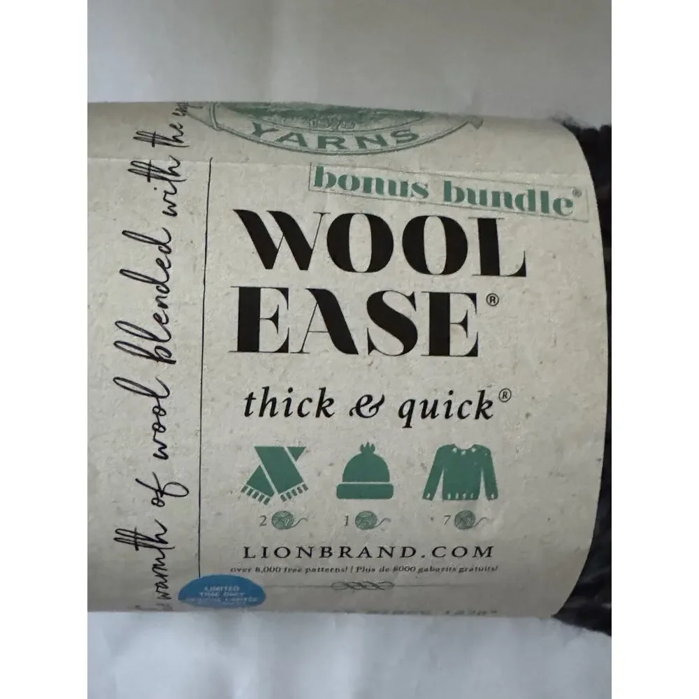Lion‎ Brand Yarns Wool Ease Frosty Spruce #6 Super Bulky 174 Yards Bonus Bundle